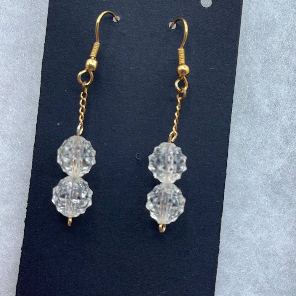 Vintage dangle drop faceted globe pierced earrings.